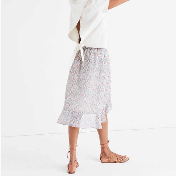 Madewell Ruffle-Wrap Midi Skirt in Shadowpetal - Picture 3 of 9